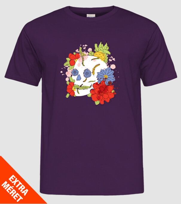 Craniu cu Flori model mov pe tricou