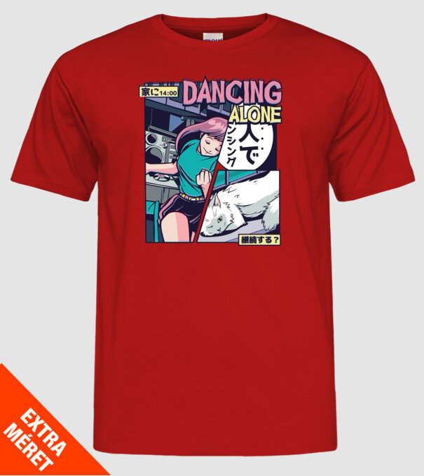 Anime Vaporwave Dancing Alone model roșu pe tricou