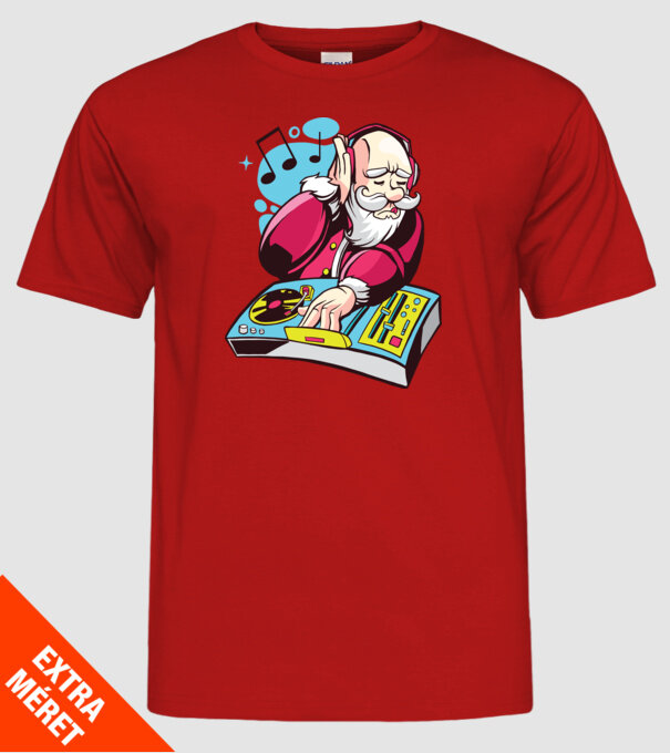 Moș Crăciun DJ model roșu pe tricou