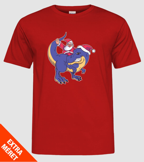 Santasaurus Moș Crăciun pe dinozaur model roșu pe tricou