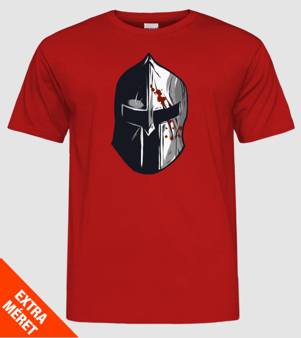 Cască războinic Sparta model roșu pe tricou