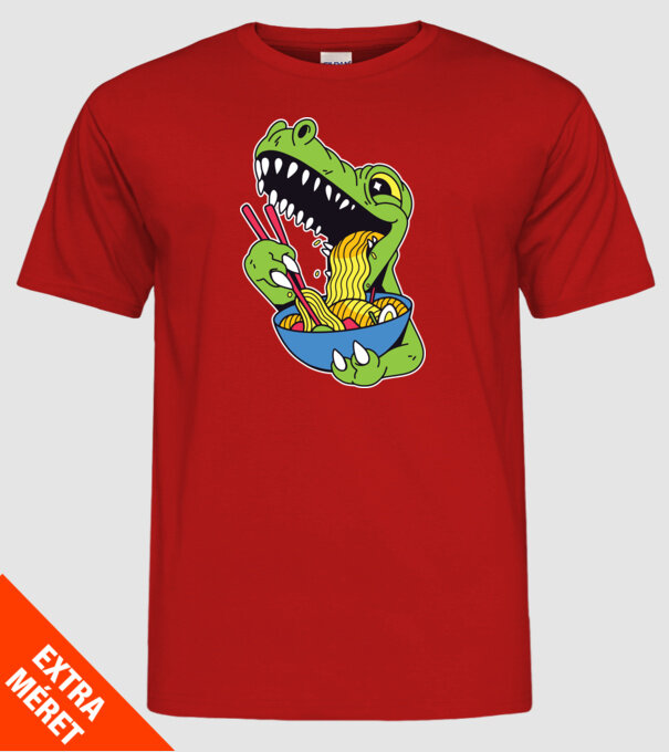 T-rex Ramen model roșu pe tricou