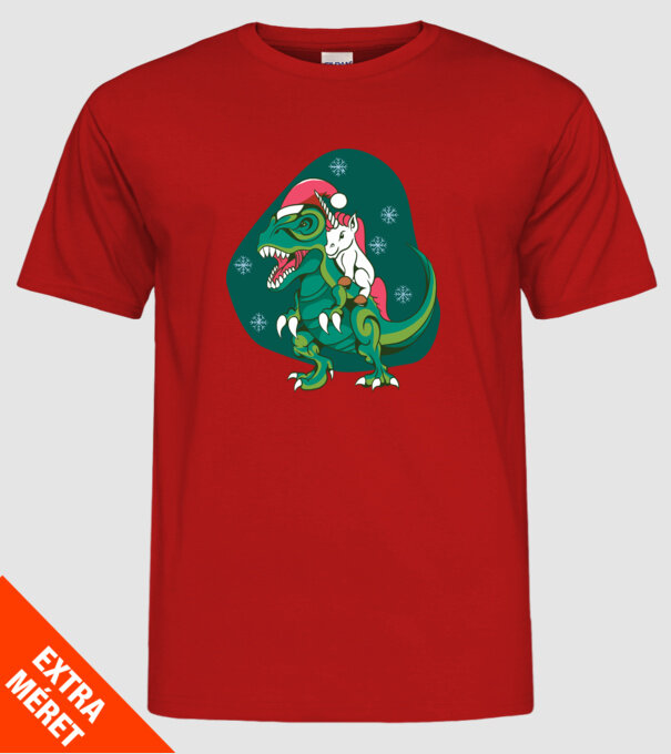 T-rex unicorn Crăciun model roșu pe tricou
