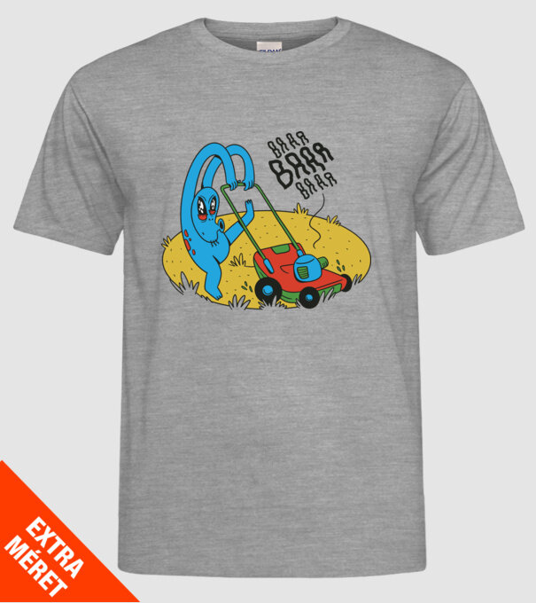 Alien cu Mașină de tuns iarba model gri pe tricou