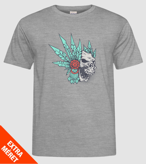 Ancient Skull model gri pe tricou