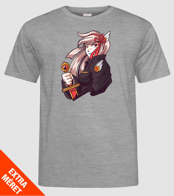 fată Anime cu sabie model gri pe tricou