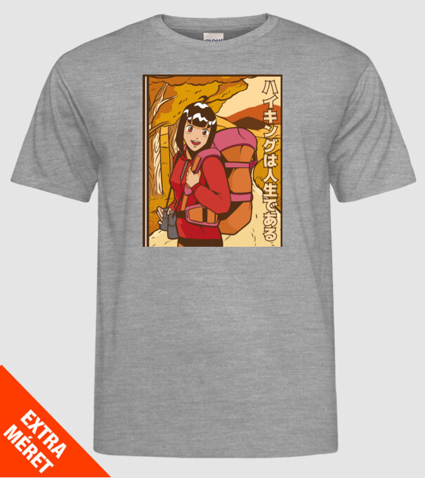 Anime fată Excursionistă model gri pe tricou