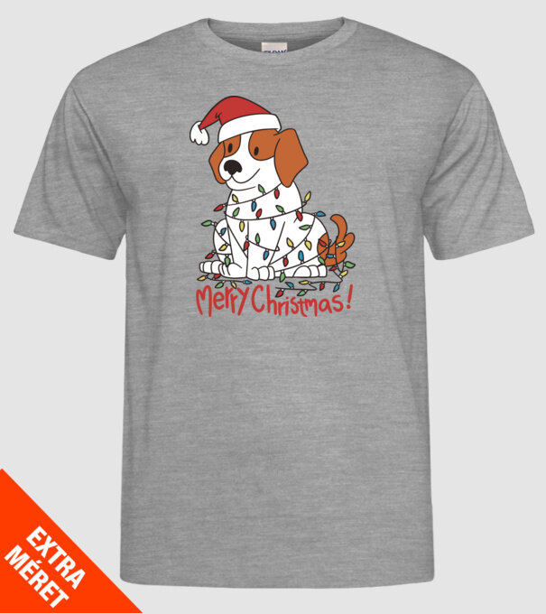 Beagle Crăciun Fericit! model gri pe tricou