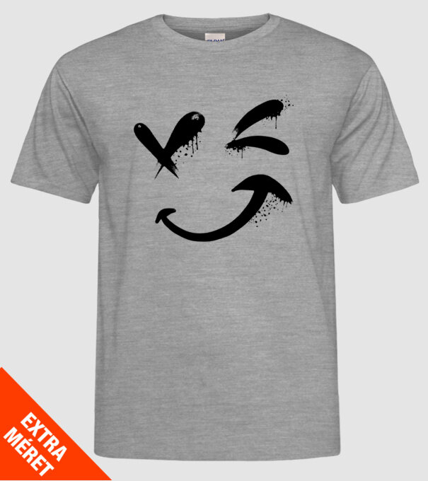 Emoji fericit Râs model gri pe tricou