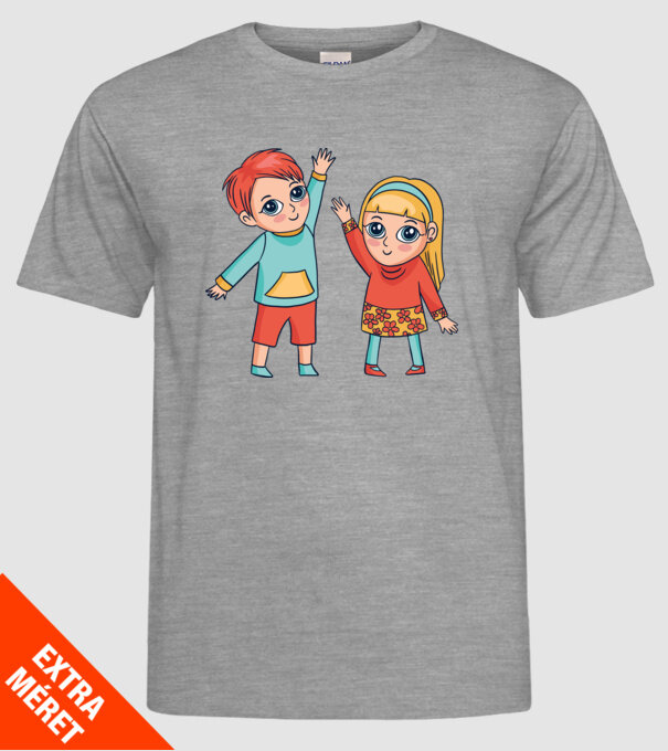 Copii fericiți model gri pe tricou