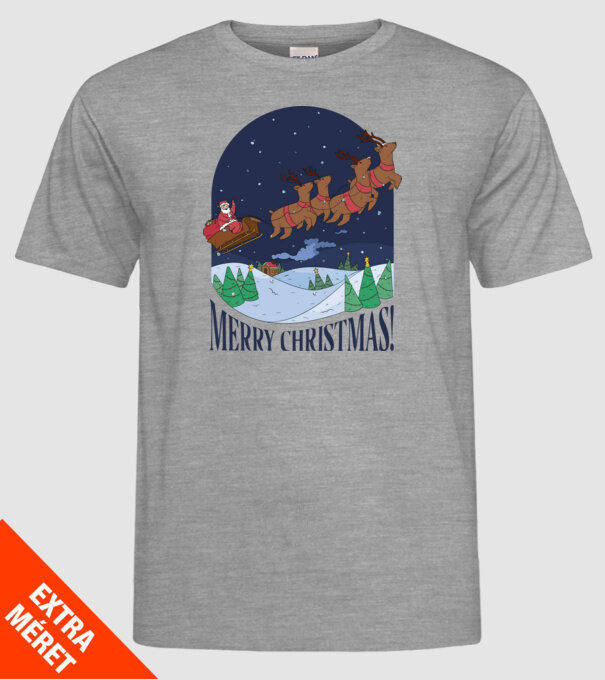Crăciun Fericit Moș Crăciun cu reni model gri pe tricou