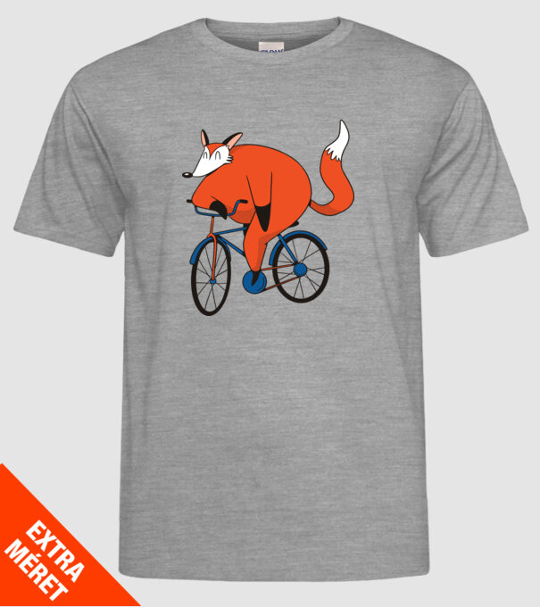 Vulpe cu bicicletă model gri pe tricou