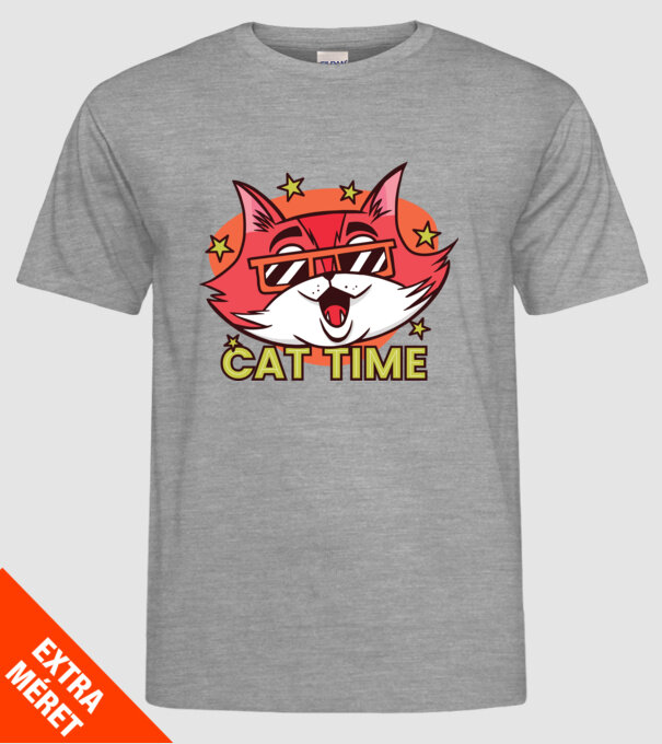 Cat Time Momentul pisicii model gri pe tricou