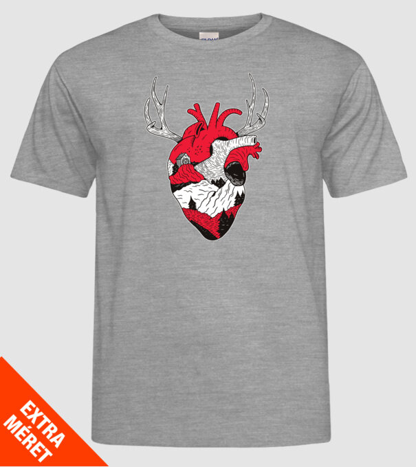 Inimă pădure model gri pe tricou