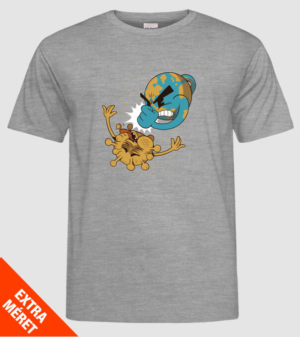 Pământ vs Coronavirus model gri pe tricou