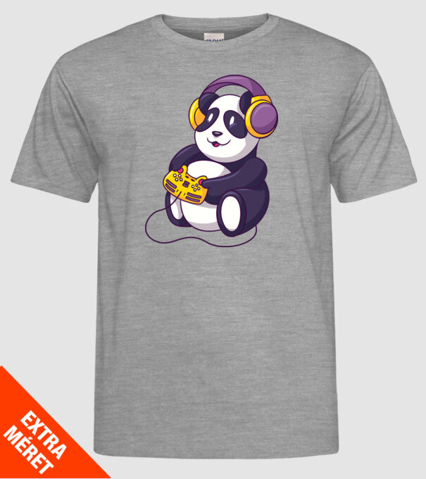 Gamer Panda model gri pe tricou