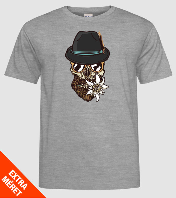 Craniu Hipster model gri pe tricou