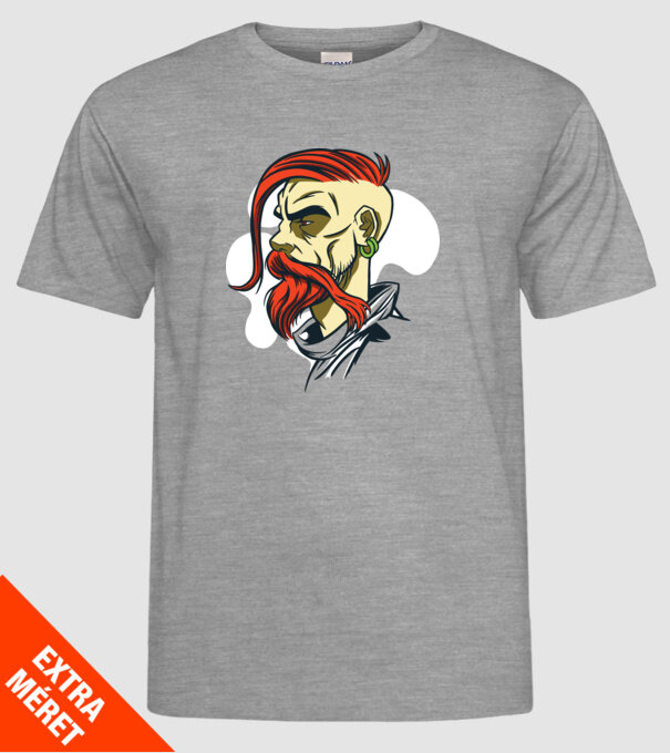 Barbă Hipster model gri pe tricou