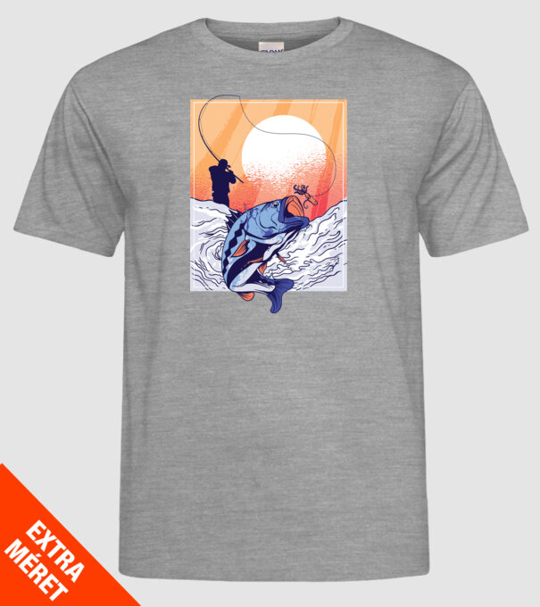 Tricou Pescar Retro model gri pe tricou