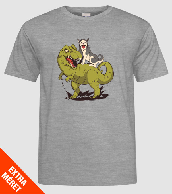 Dinozaur Husky model gri pe tricou