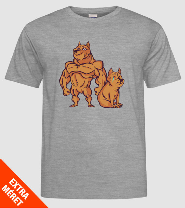 Câine musculos model gri pe tricou