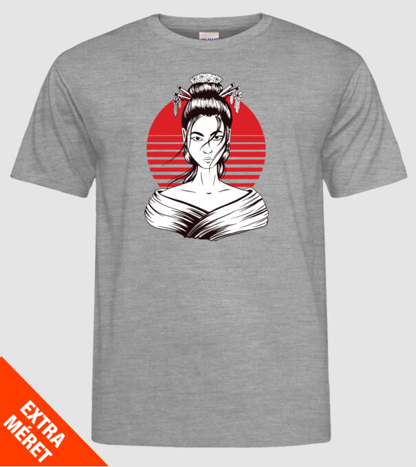 Geisha japoneză model gri pe tricou