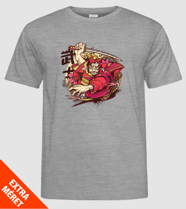 Războinic japonez model gri pe tricou