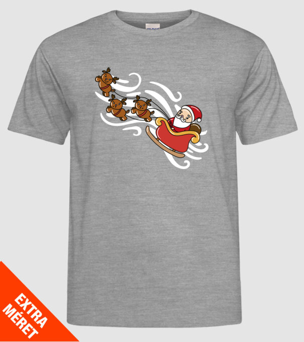 Kawaii sanie Moș Crăciun model gri pe tricou