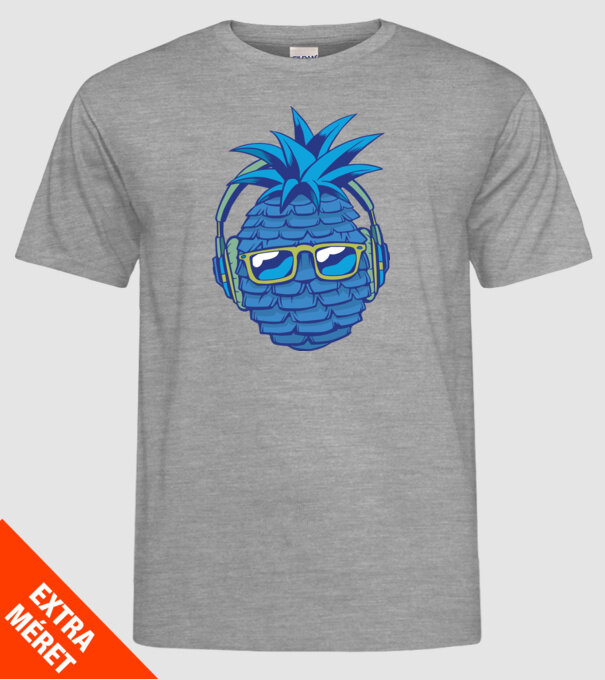 Ananas albastru cu căști model gri pe tricou