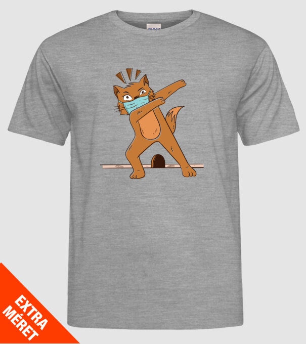 Mască Pisică Coronavirus model gri pe tricou