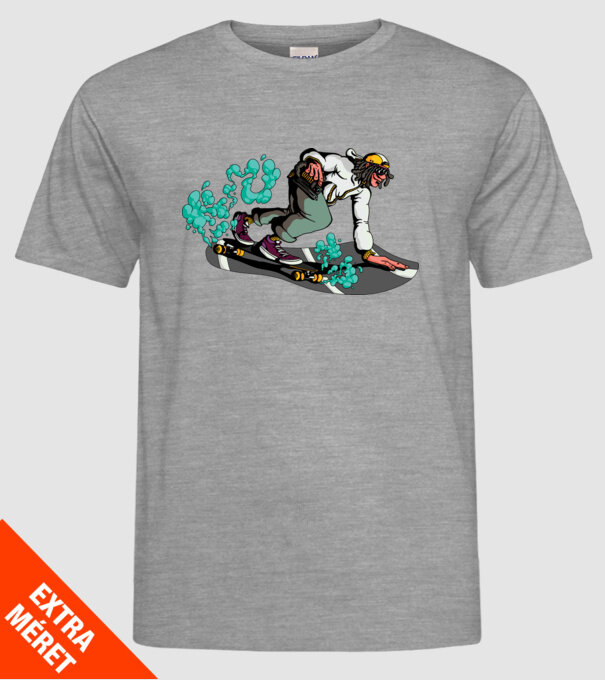 Longboard model gri pe tricou