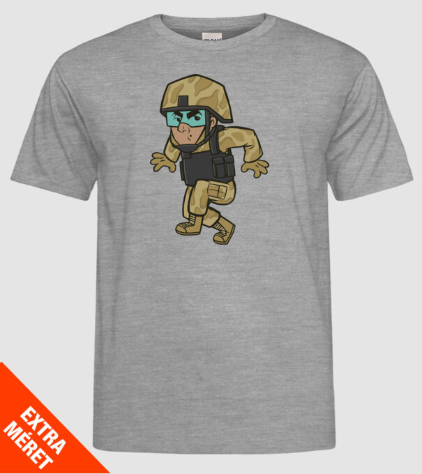 Soldat strecurându-se model gri pe tricou