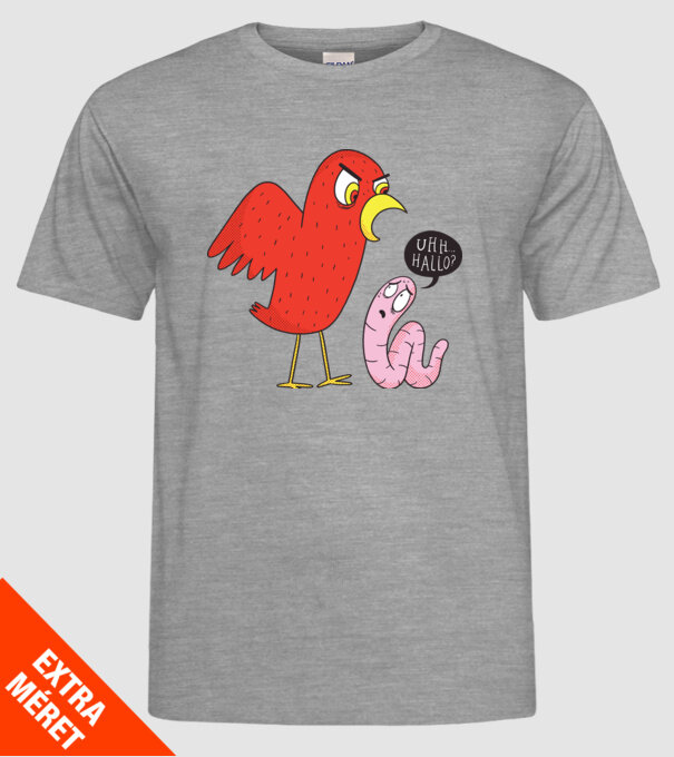 Pasăre cu vierme model gri pe tricou
