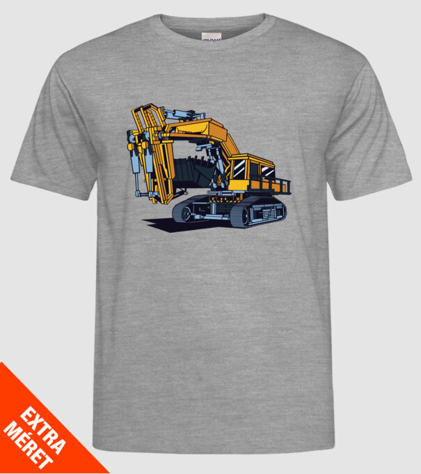 Excavator model gri pe tricou