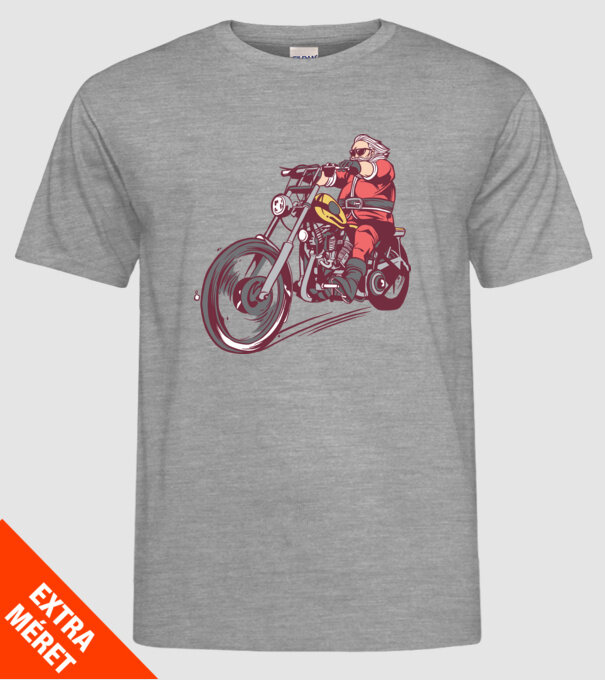 Moș Crăciun motociclist model gri pe tricou
