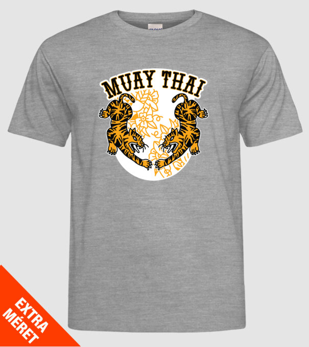 Tigri Muay Thai model gri pe tricou