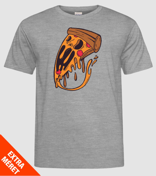 Pizza Horror model gri pe tricou