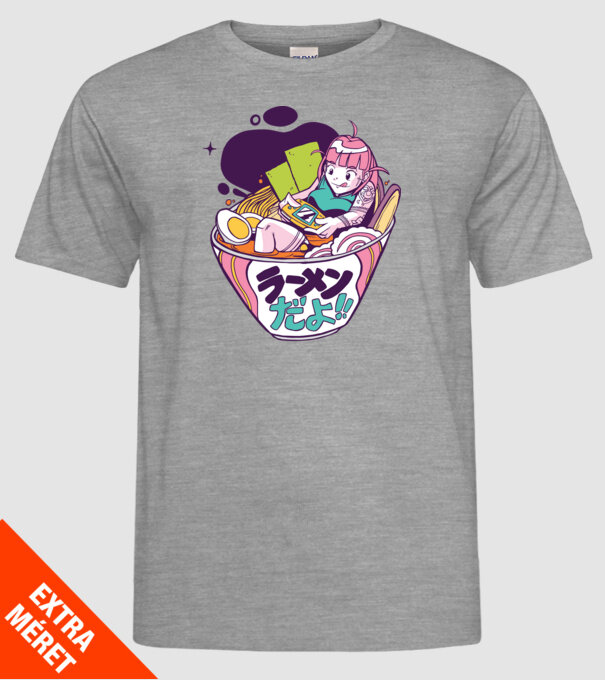 Ramen Anime Gamer fată model gri pe tricou