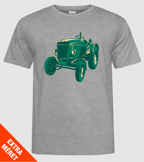 Tractor vechi model gri pe tricou