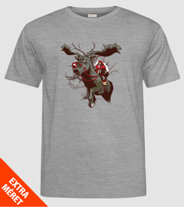 Cavaler Moș Crăciun pe ren model gri pe tricou