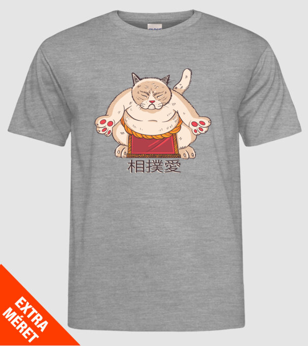 Pisică Sumo model gri pe tricou