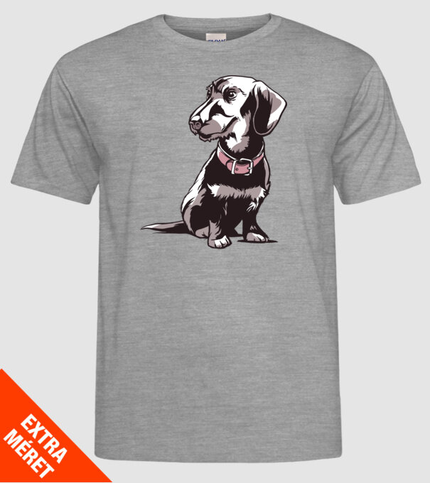 Teckel cu părul sârmos model gri pe tricou