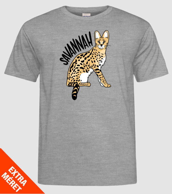 Pisică Savannah model gri pe tricou