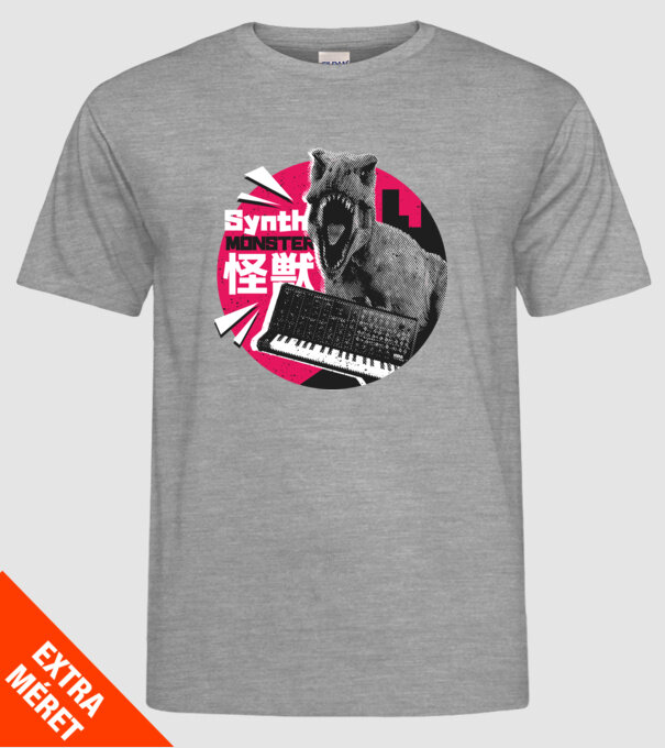 Dinozaur sintetizator model gri pe tricou