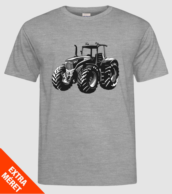 Tractor model gri pe tricou