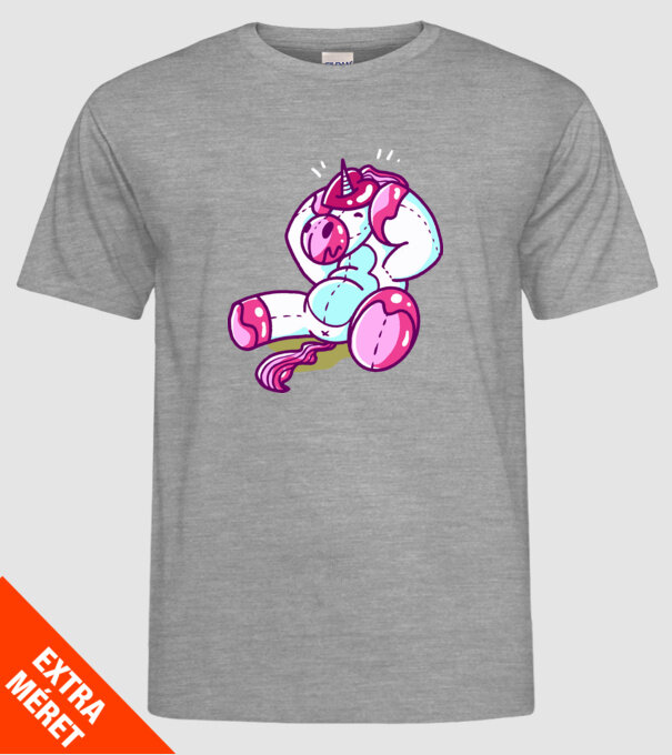Unicorn cu inimă încornorată model gri pe tricou