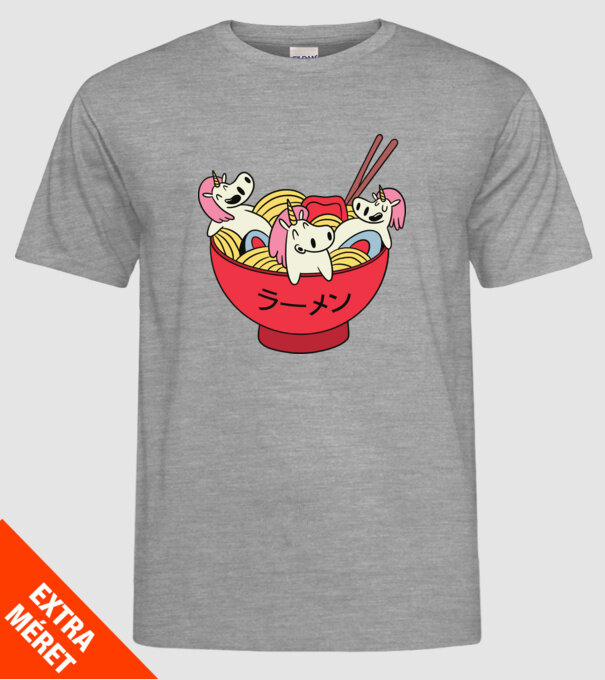 Unicorn Ramen model gri pe tricou