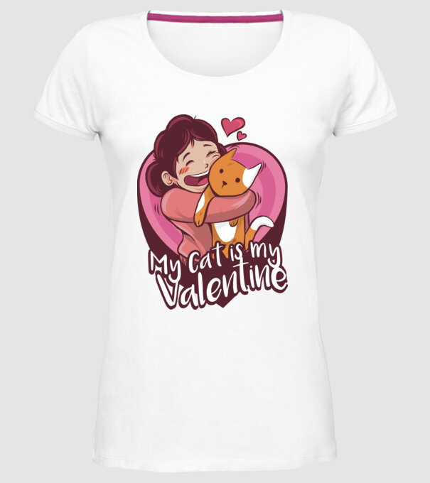 'Pisica mea este dragostea mea Tricou drăguț pentru Valentine''s Day' model alb pe tricou