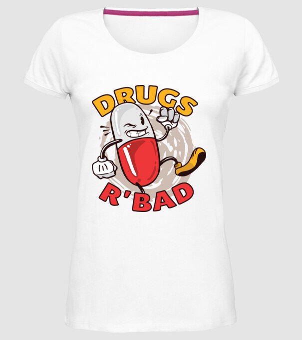 Drogurile sunt rele model alb pe tricou