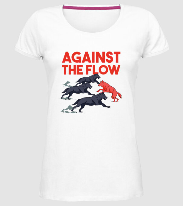 Against the flow - Împotriva curentului model alb pe tricou